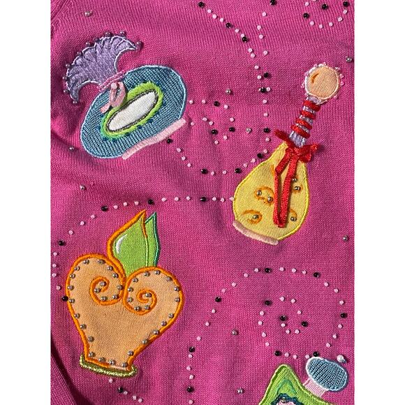 Jack B Quick 90s Pink Perfume Knit Cardigan size Medium - Picture 4 of 16